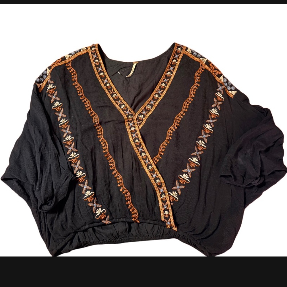 Free People beaded and embroidered boho top oversized s